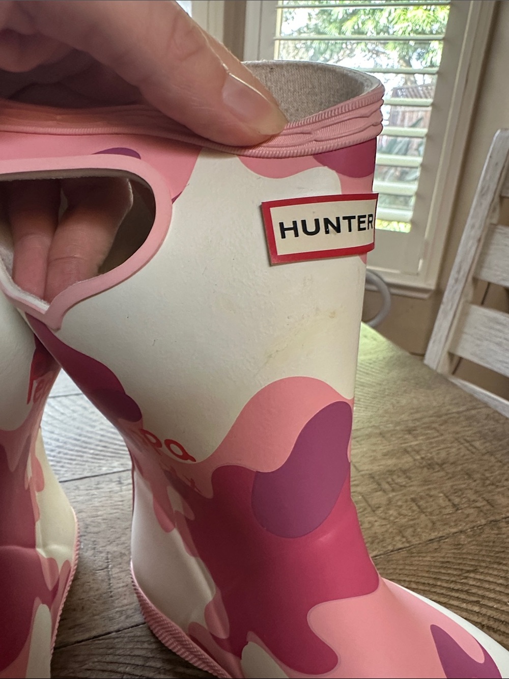 Hunter Kids Pink & White Peppa Pig Camo Rain Boots size 10 - Picture 3 of 9